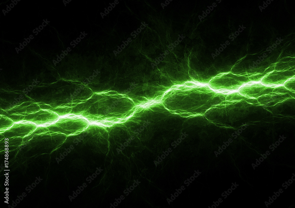 Fototapeta premium Green energy, fractal power lightning