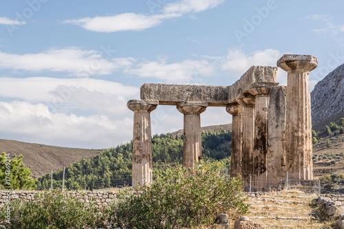 Temple of Apollo at the ancient Corinthus archeological site photo