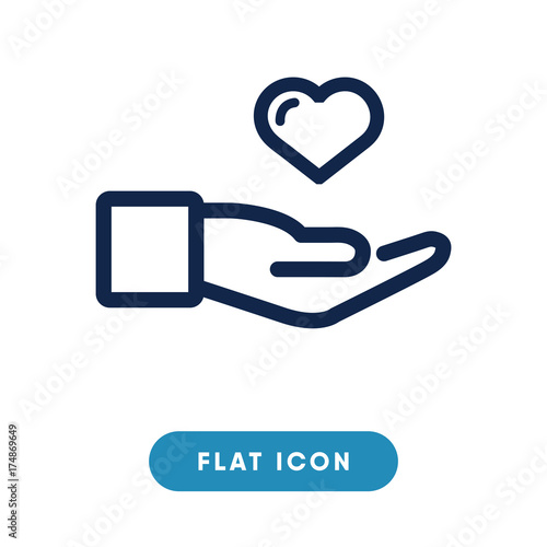 Heart care vector icon, hand love symbol. Modern, simple flat vector illustration for web site or mobile app