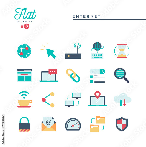 Humanitarian, peace, justice, human rights and more, flat icons set, vector illustration