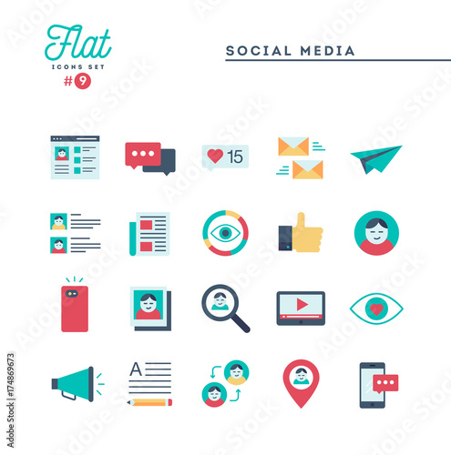 Humanitarian, peace, justice, human rights and more, flat icons set, vector illustration