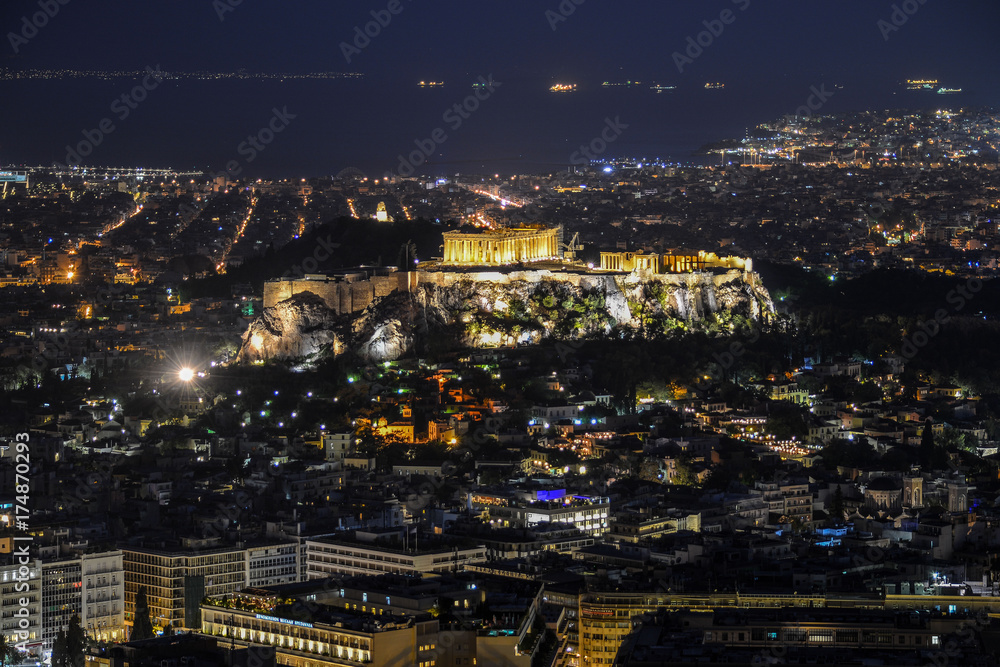 Acropolis at night from Lycabetus