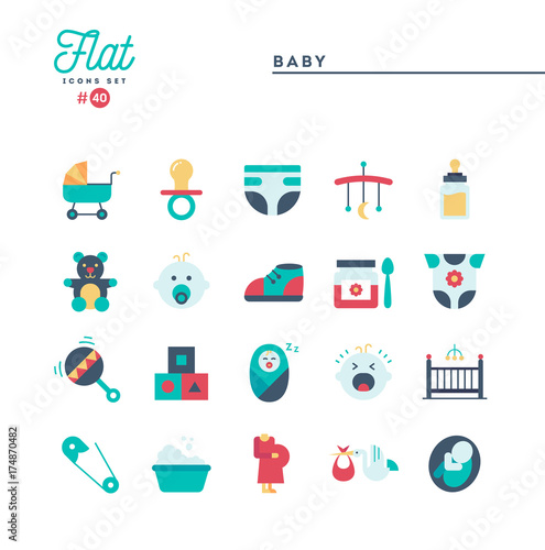 Humanitarian, peace, justice, human rights and more, flat icons set, vector illustration