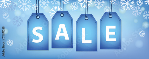 winter sale etiketten im schnee