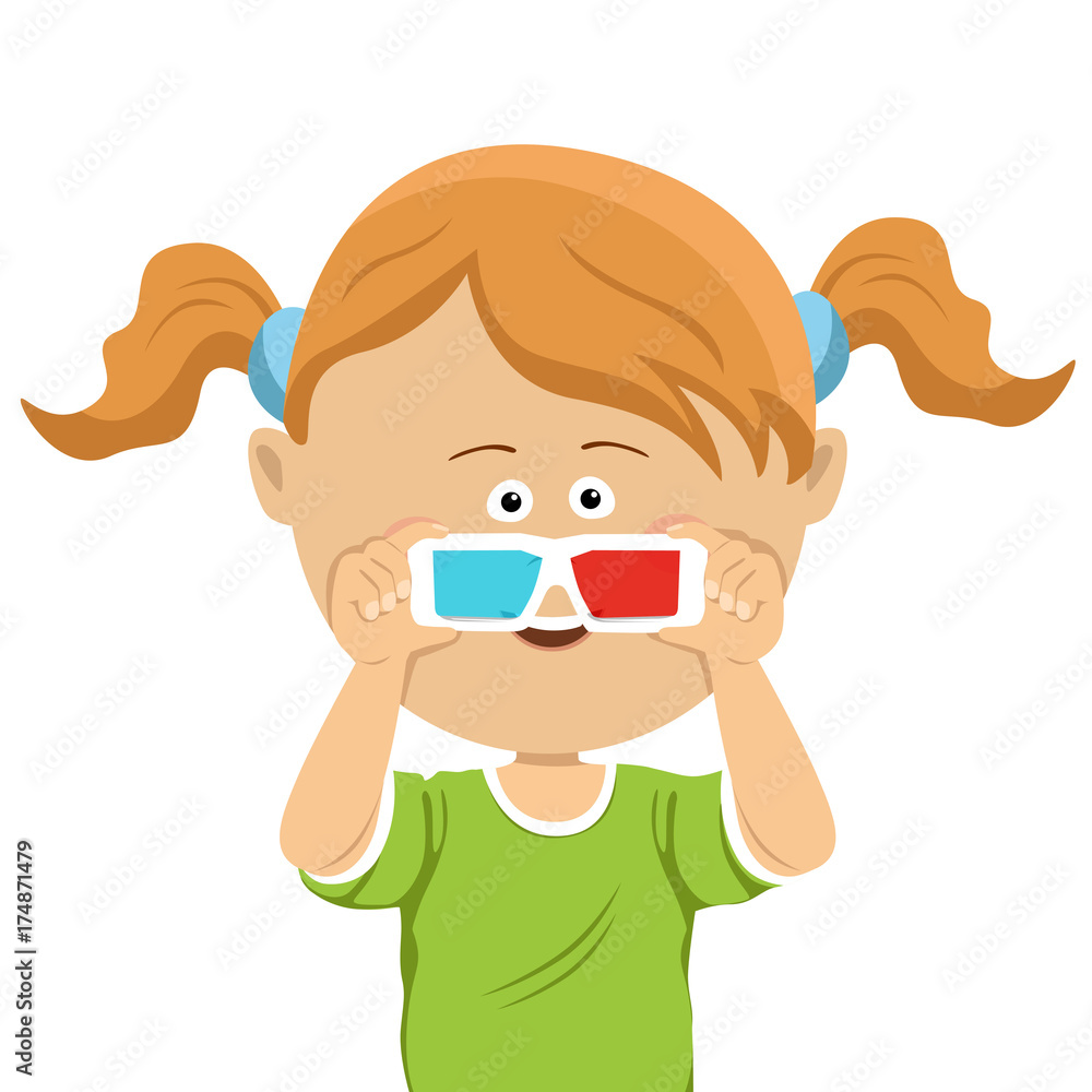 Cute little girl with 3d glasses