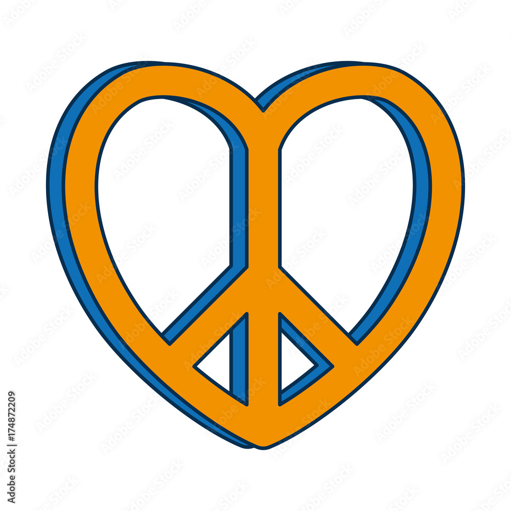 peace sign in heart shape icon over white background vector illustration peace sign in heart shape icon over white background vector illustration