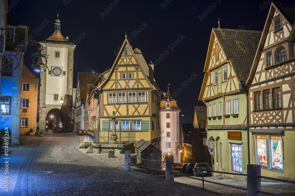 Rothenburg ob der Tauber, picturesque medieval city in Germany, famous UNESCO world culture heritage site, popular travel destination