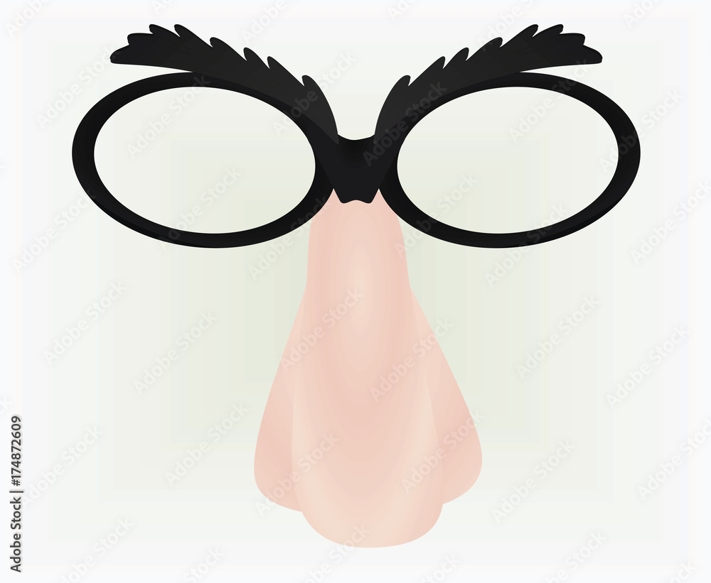 Funny mask. eyebrow, glasses and nose. vector illustration Funny mask. eyebrow, glasses and nose. vector illustration