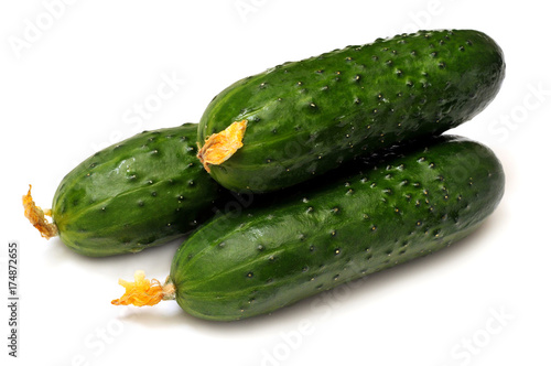 Cucumber isolated on white background. Flat lay  top view