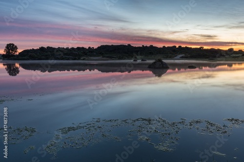 Sunrise in the Natural Area of Barruecos. Extremadura. Spain.