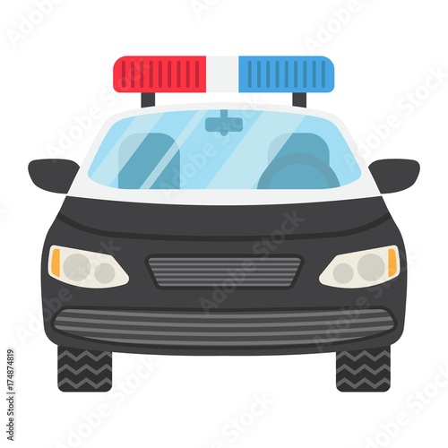 Police car flat icon, transport and automobile, cop sign vector graphics, a colorful solid pattern on a white background, eps 10.