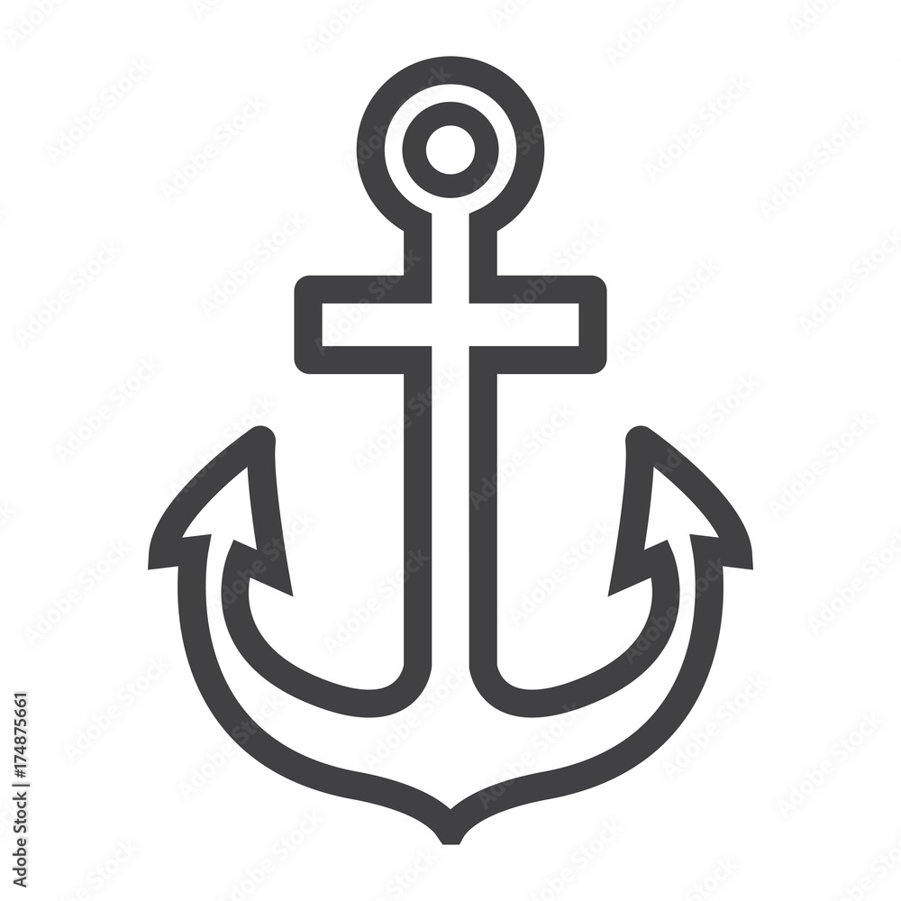 Anchor line icon, navigation and nautical, naval sign vector graphics, a linear pattern on a white background, eps 10. Anchor line icon, navigation and nautical, naval sign vector graphics, a linear pattern on a white background, eps 10.