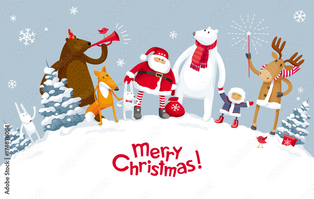 Merry Christmas party in the forest Merry Christmas party in the forest