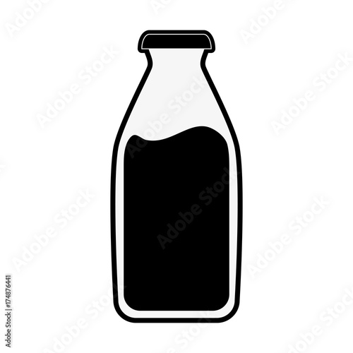 milk bottle icon image vector illustration design  black and white