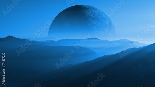 mountain range on an alien planet