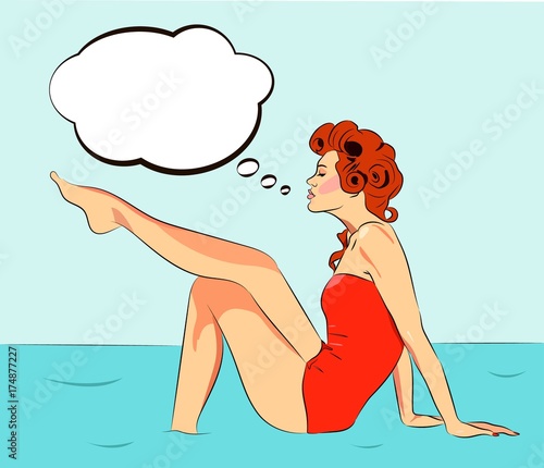Beautiful female silhouette waxing her legs with speechbubble