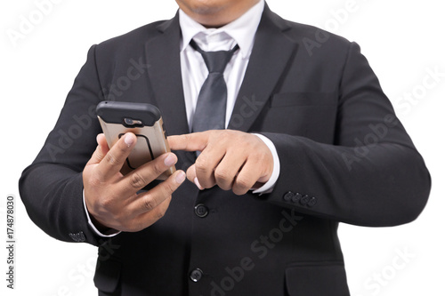 businessman in a suit use smart phone