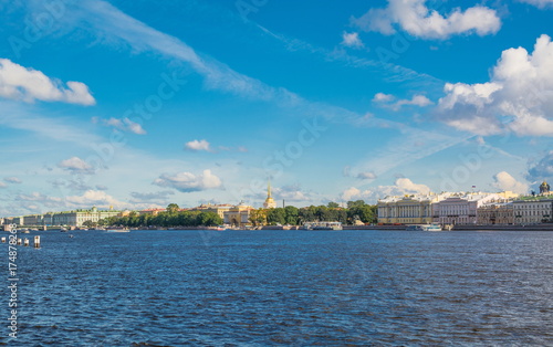 View of the Neva River and the embankment of St. Petersburg