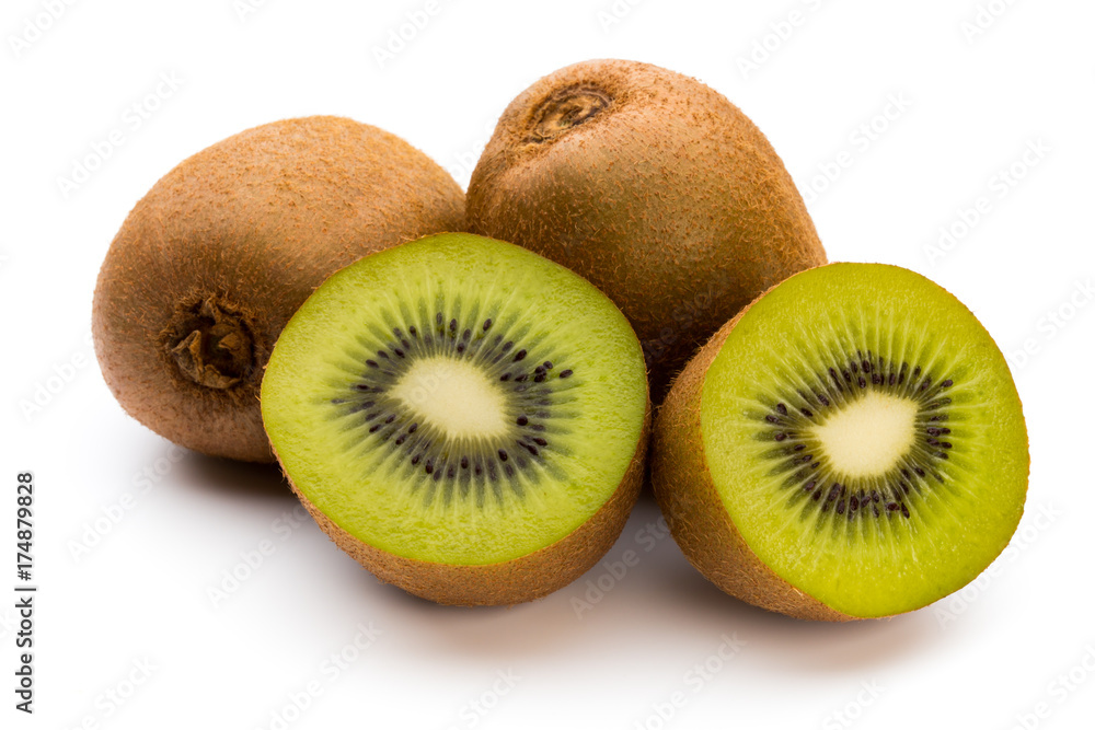 Fototapeta premium Kiwi fruit and sliced isolated on white background.