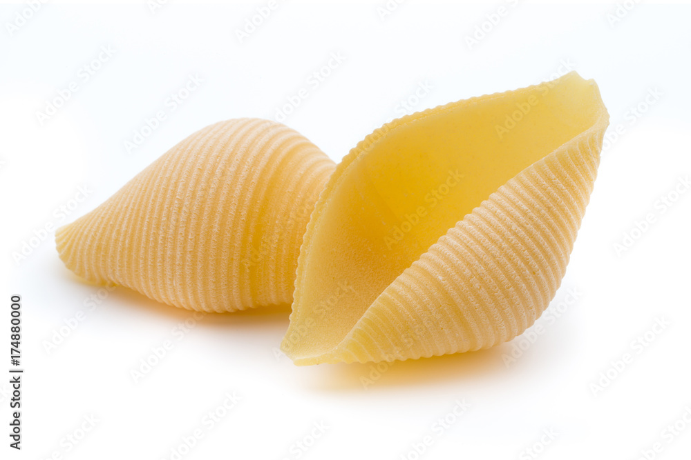 Italian lumaconi isolated on white background. Italian lumaconi isolated on white background.