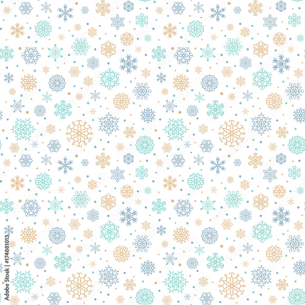 Vector seamless pattern with snowflakes.