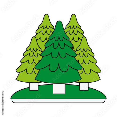 forest trees hill icon image vector illustration design