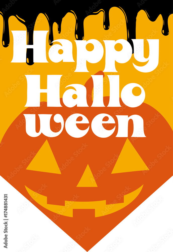 Happy Halloween ハロウィン用イラスト ハロウィンロゴ カボチャ Illustration For Halloween のぼり旗型 Illustration For Halloween Stock Vector Adobe Stock