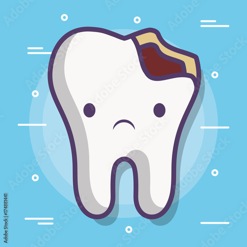 broken tooth icon over white background colorful design vector illustration
