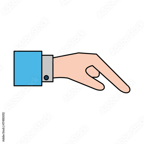hand pointing with index finger sideview icon image vector illustration design 