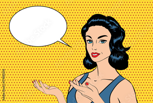 Vintage vector pop art lady