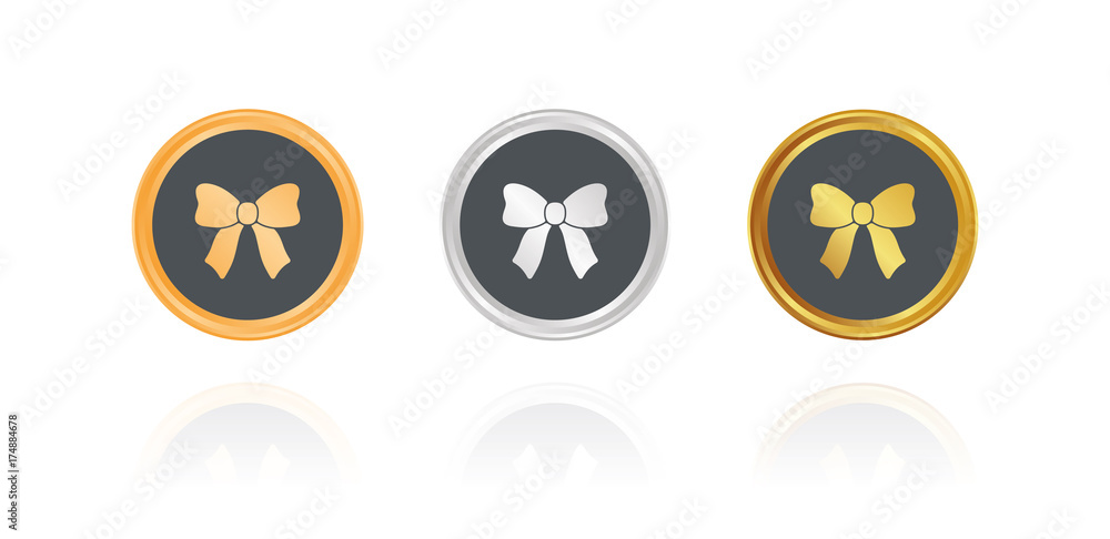 Geschenkschleife - Bronze, Silber, Gold Buttons Geschenkschleife - Bronze, Silber, Gold Buttons
