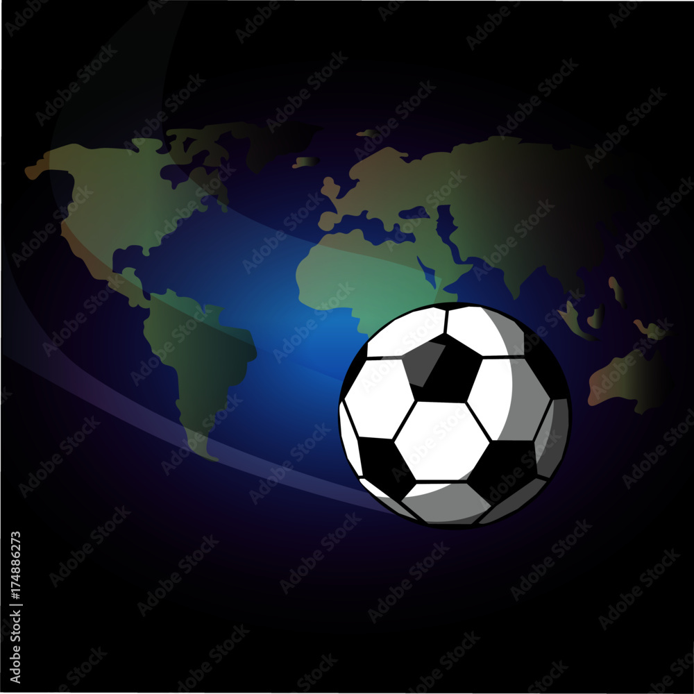 Football ball. The ball is flying around the world. Vector illustration.