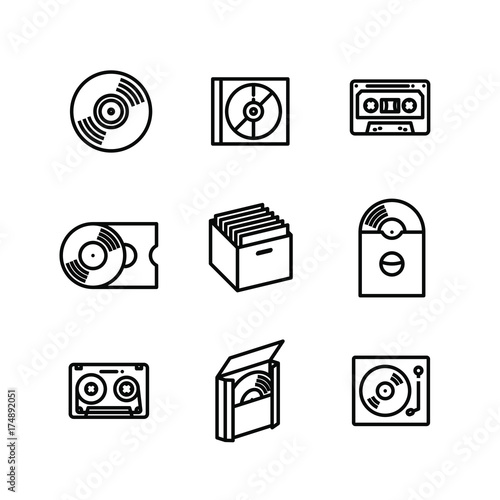 Vinyl Record Music Collector Icon Set