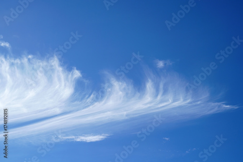Fluffy white cloud in the wind in the sky