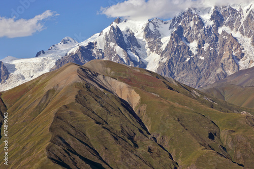 the Caucasus mountain range in Georgia. Mountain landscape