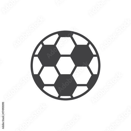 Soccer ball icon vector, filled flat sign, solid pictogram isolated on white. Football symbol, logo illustration.