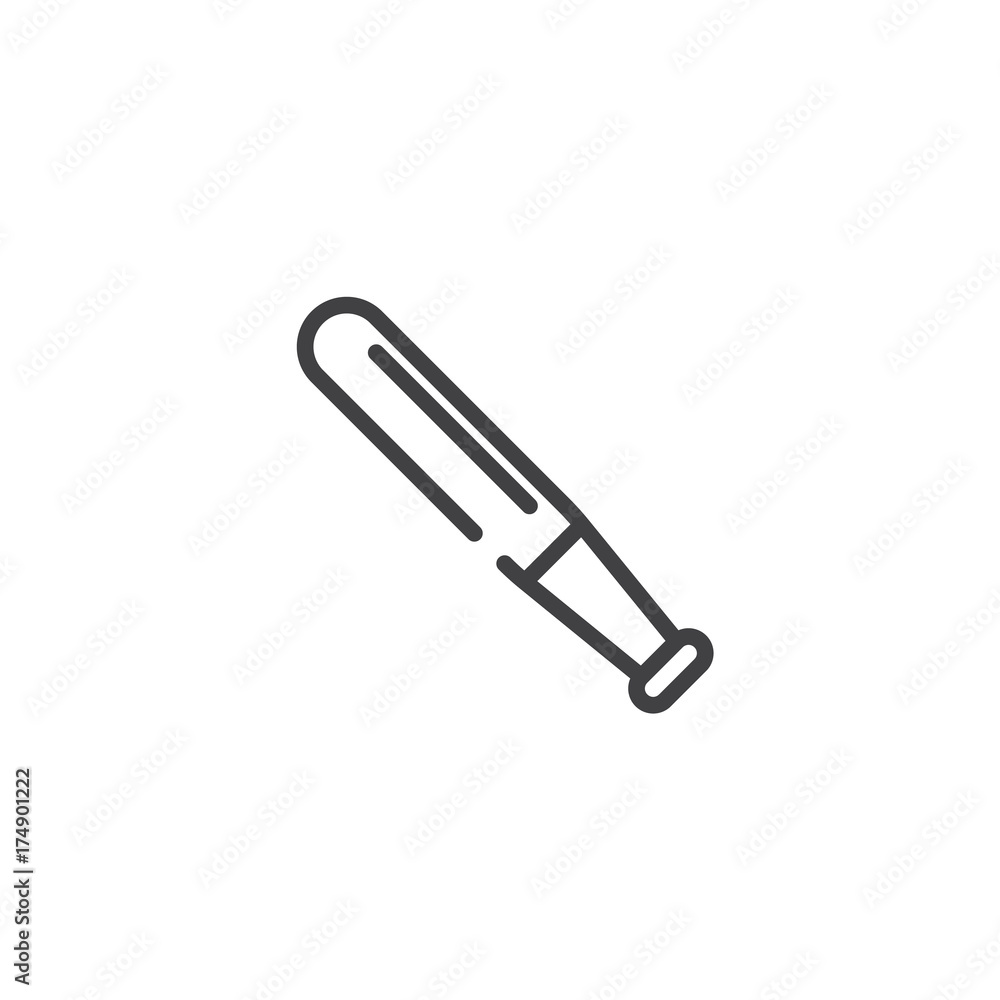 Baseball bat line icon, outline vector sign, linear style pictogram isolated on white. Symbol, logo illustration. Editable stroke Baseball bat line icon, outline vector sign, linear style pictogram isolated on white. Symbol, logo illustration. Editable stroke