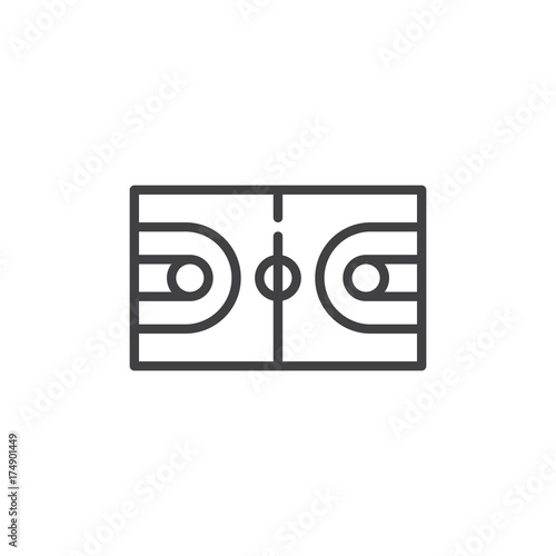 Basketball court line icon, outline vector sign, linear style pictogram isolated on white. Symbol, logo illustration. Editable stroke