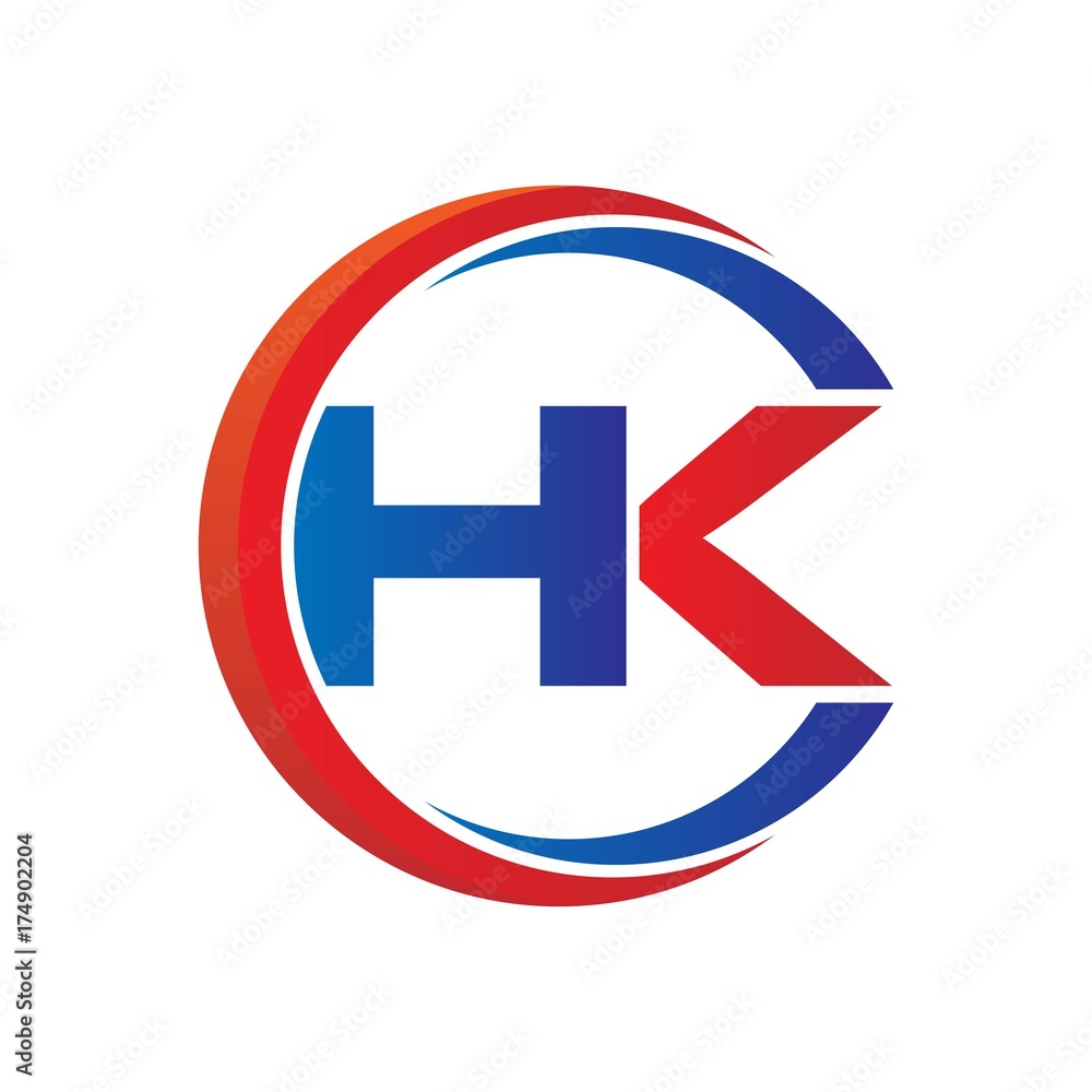hk logo vector modern initial swoosh circle blue and red hk logo vector modern initial swoosh circle blue and red