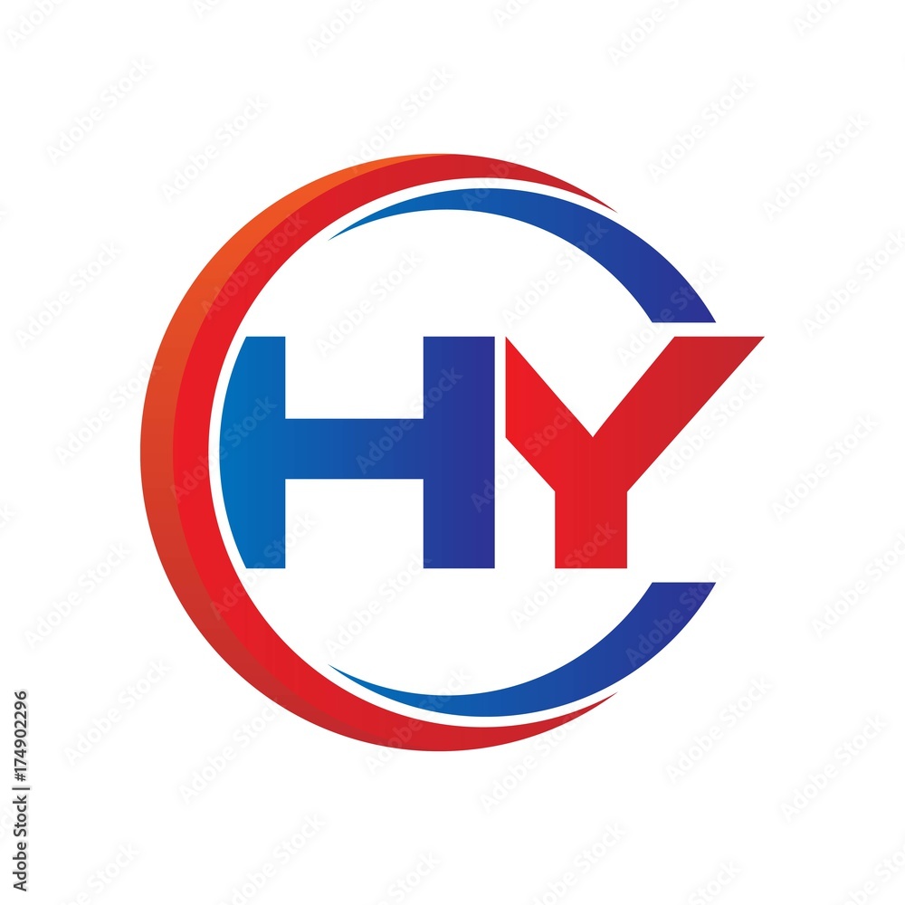 hy logo vector modern initial swoosh circle blue and red hy logo vector modern initial swoosh circle blue and red