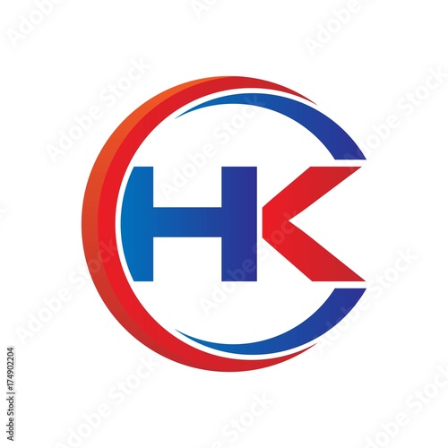 hk logo vector modern initial swoosh circle blue and red