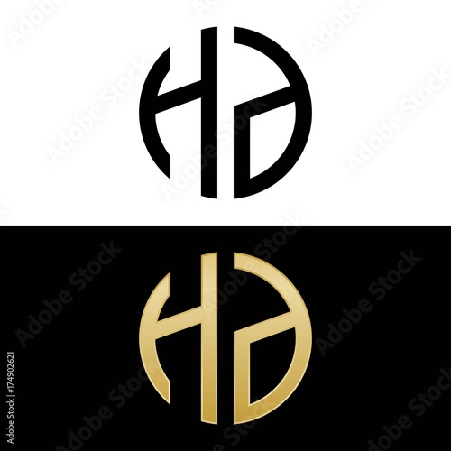 hd initial logo circle shape vector black and gold