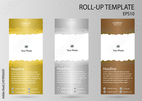 Roll-up banner template, design for business advertising, exhibition and communication blank board,vector