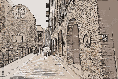 Vector of of Winchester Palace London UK ( United kingdom, England ) in illustration.