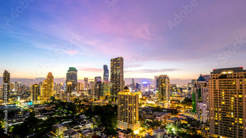 Bangkok city - cityscape of Bangkok city at night , landscape Thailand
