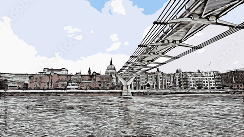 Vector of Bridge London UK ( United kingdom, England ) in illustration.