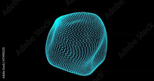 Blue fractal object is wiggling and shaking  with alpha channel 