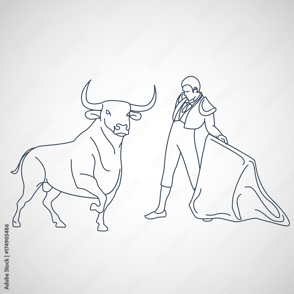 Fototapeta premium Bull fighting vector icon illustration