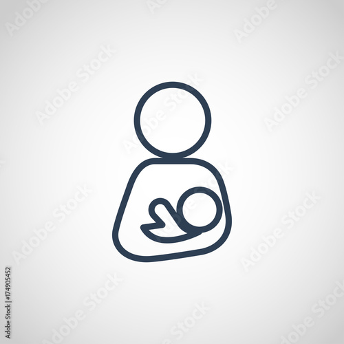 Breastfeeding mom and her newborn baby child vector icon illustration