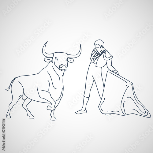 Bull fighting vector icon illustration